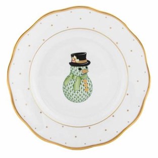 Herend Christmas Dessert Plate - Snowman (Plates - Dessert)