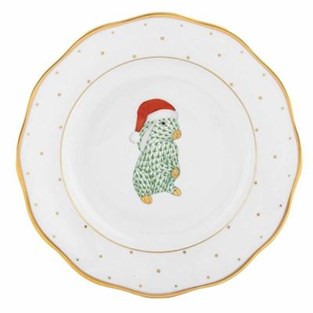 Herend Christmas Dessert Plate - Santa Bunny (Plates - Dessert)