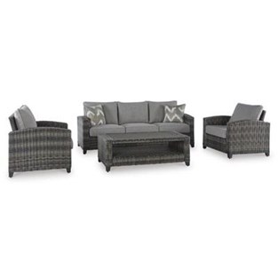 Signature Design by Ashley Oasis Court P335-081 Sofa/Chairs/Table Set (Outdoor Seating - Sets)