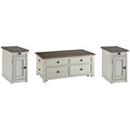 Signature Design by Ashley Bolanburg T637T2 Coffee Table and 2 Chairside End Tables