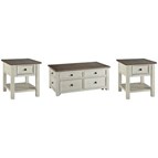 Signature Design by Ashley Bolanburg T637T3 Coffee Table and 2 End Tables
