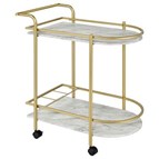 Coaster Furniture Desiree 181377 2-tier Faux Marble Shelf Metal Bar Cart - Gold