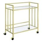 Coaster Furniture Cara 181381 2-tier Rectangular Glass Shelf Metal Bar Cart - Brass