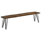 Coaster Furniture Neve 193863 Live Edge Wood Dining Bench Hairpin Legs - Grey Sheesham