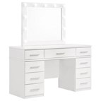 Coaster Furniture Felicity 203507 9-Drawer Vanity Table Lighted Mirror - Glossy White