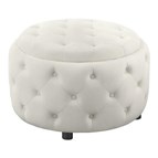 Coaster Furniture Angelina 915407 Tufted Storage Round Ottoman - Pearl