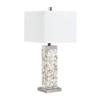 Coaster Furniture Capiz 923281 Square Shade Table Lamp with Crystal Base - White/Silver