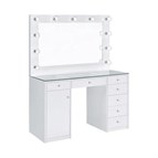 Coaster Furniture Acena 931143 7-Drawer Vanity Set with Lighting - White High Gloss