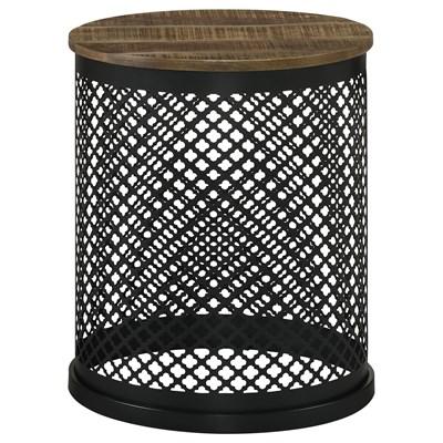 Coaster Furniture Aurora 935990 Round Drum Base Accent Side Table - Natural and Black