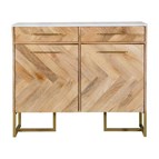 Coaster Furniture Keaton 951139 2-Door Accent Cabinet with Marble Top - Natural/Antique Gold