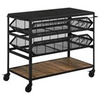 Coaster Furniture Evander 953504 Marble Top Kitchen Cart with Removable Shelves - Black