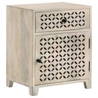 Coaster Furniture August 953569 1-Drawer Trellis Pattern Storage Cabinet - White Washed