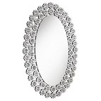 Coaster Furniture Colleen 961615 31 x 47 Inch Oval Wall Mirror Crystal Flowers - Silver