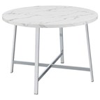 Coaster Furniture Alcott 120400 Round Faux Carrara Marble Top Dining Table - Chrome
