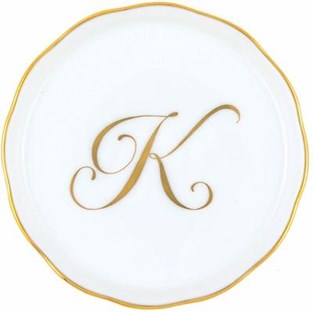 Herend Coaster with Monogram K (Cups & Saucers - Cups and Saucers)