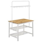 Coaster Furniture Edgeworth 122246 itchen Island Counter Table with Pot Rack - White