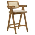 Coaster Furniture Kane 182677 Woven Rattan Wood Bar Chair - Light Walnut
