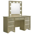 Coaster Furniture Beaumont 205297 7-Drawer Vanity Desk With Lighting Mirror - Champagne