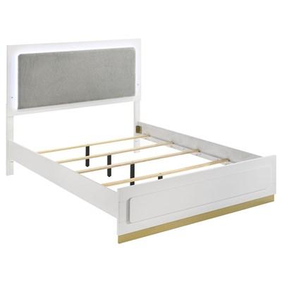 Coaster Furniture Caraway 224771KE Wood Eastern King LED Panel Bed - White