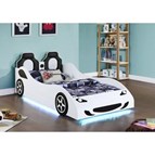 Coaster Furniture Cruiser 400477 Wood Twin LED Race Car Bed - White