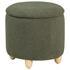 Coaster Furniture Valia 910228 Faux Sheepskin Upholstered Round Storage - Ottoman Green