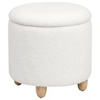 Coaster Furniture Valia 910229 Faux Sheepskin Upholstered Round Storage - Ottoman Ivory