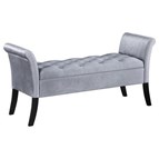 Coaster Furniture Farrah 910239 Velvet Upholstered Rolled Arm Storage Bench - Silver