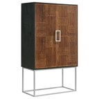 Coaster Furniture Borman 950318 2-door Home Bar Cabinet Wine Storage - Walnut and Black