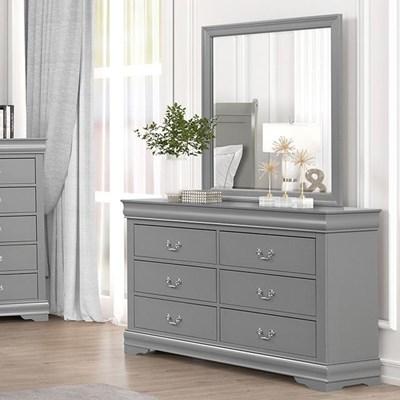 short tulle homecoming dress Garvee 6 Drawer Dresser with Mirror Farmhouse Modern Vanity Light Mirror Sliding Barn Doors for Bedroom Living Room