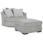 Signature Design by Ashley Casselbury 52906U1 Oversized Swivel Chair and Ottoman