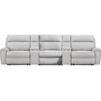 Signature Design by Ashley Social Pointe PC98802S39 5 pc Reclining Sectional with Storage Consoles