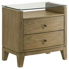 Coaster Furniture Granada 224922 2-Drawer Glass Top Nightstand - Natural Pine