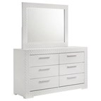 Coaster Furniture Ives 224943M 6-Drawer Dresser and Mirror - White High Gloss