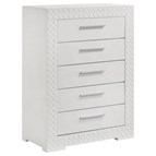 Coaster Furniture Ives 224945 5-Drawer Bedroom Chest of Drawers - White High Gloss