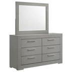 Coaster Furniture Ives 224973M 6-Drawer Dresser and Mirror - Grey High Gloss