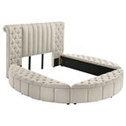 Coaster Furniture Sonya 360111Q Upholstered Queen Round Storage Bed - Ivory