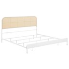 Coaster Furniture Amherst 360301KE Radio Weave Rattan Metal Eastern King Bed - White