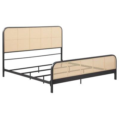 Coaster Furniture Lanewood 360250KE Open Cane Webbing Metal Eastern King Bed - Black