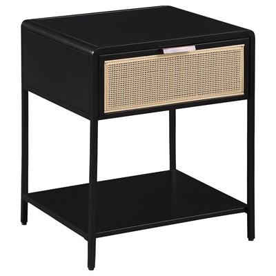 Coaster Furniture Amherst 930235 1-Drawer Radio Weave Cane Metal Bedside Table - Black