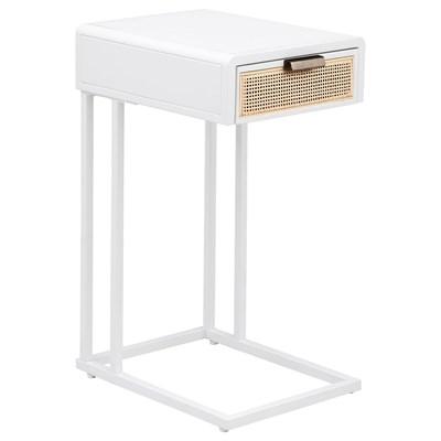 Coaster Furniture Amherst 931632 1-Drawer Radio Weave Cane Metal Side Table - White