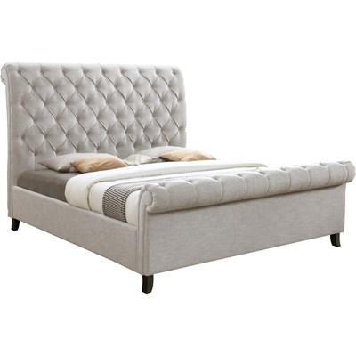 Crown Mark Kate 5103LG Queen Platform Bed - Light Grey Tweed
