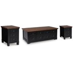 Signature Design by Ashley Wildenauer T664T1 Lift-top Coffee Table and 2 Chairside End Tables