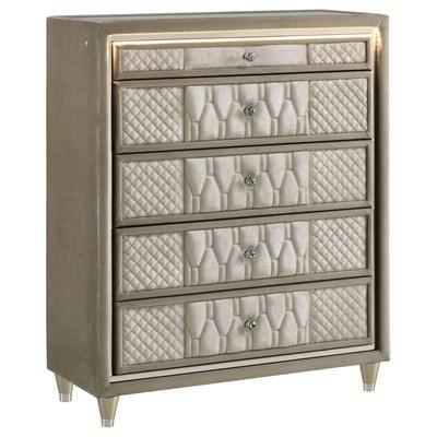 Coaster Furniture Lorient 222665 5-drawer LED Chest - Ivory/Camel