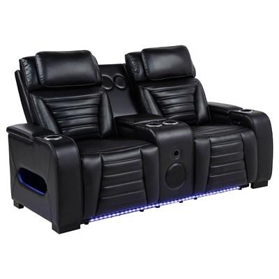 Coaster Furniture Zuma 603252PP Faux Leather Dual Power Reclining LED Loveseat - Black