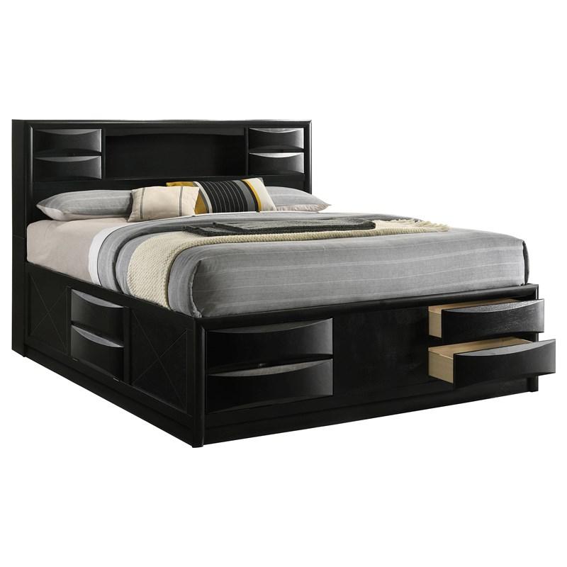 Large Picture of Coaster Furniture Briana 202701KE Wood Eastern King Storage Bookcase Bed - Black