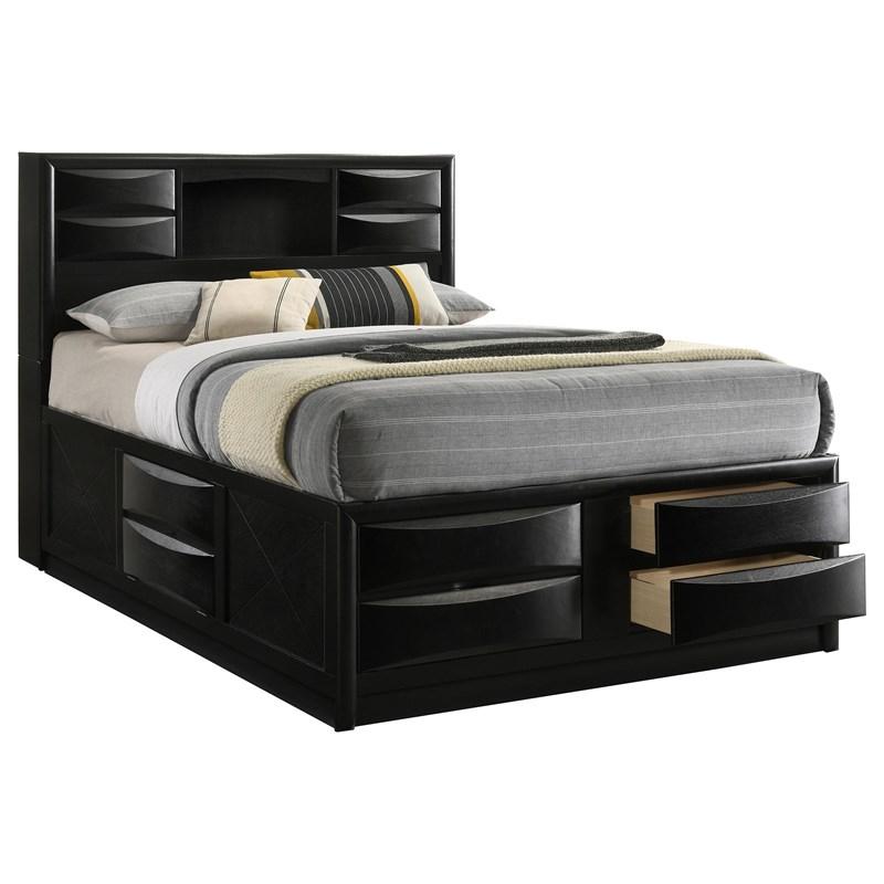 Large Picture of Coaster Furniture Briana 202701Q Wood Queen Storage Bookcase Bed - Black
