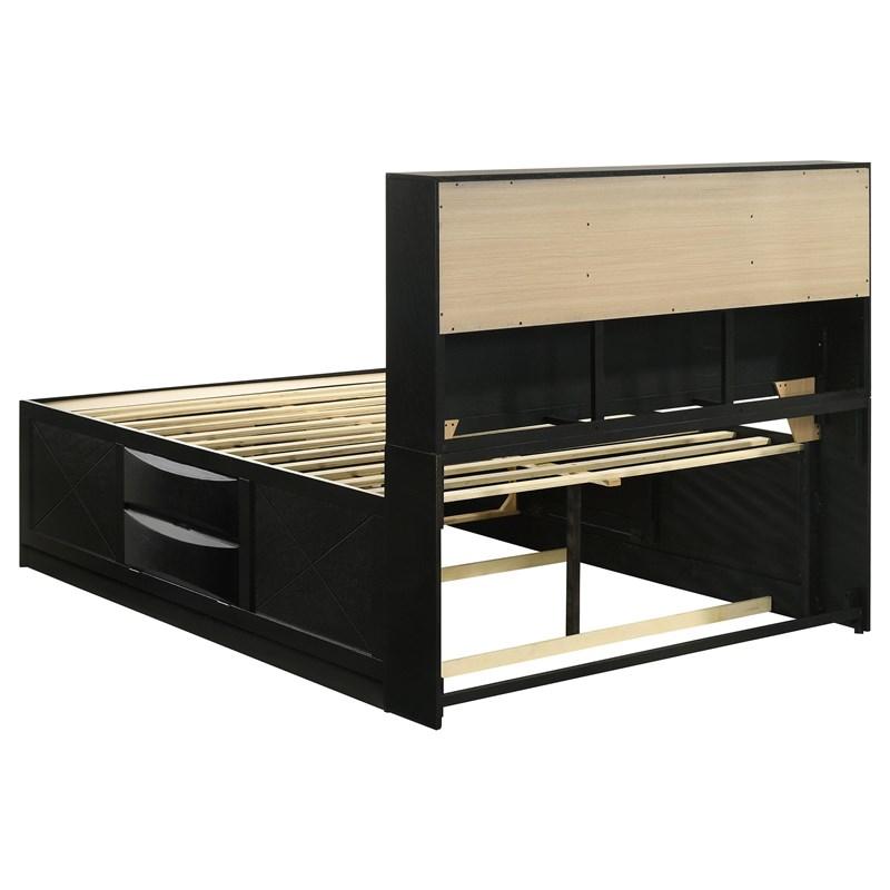 Large Picture of Coaster Furniture Briana 202701Q Wood Queen Storage Bookcase Bed - Black