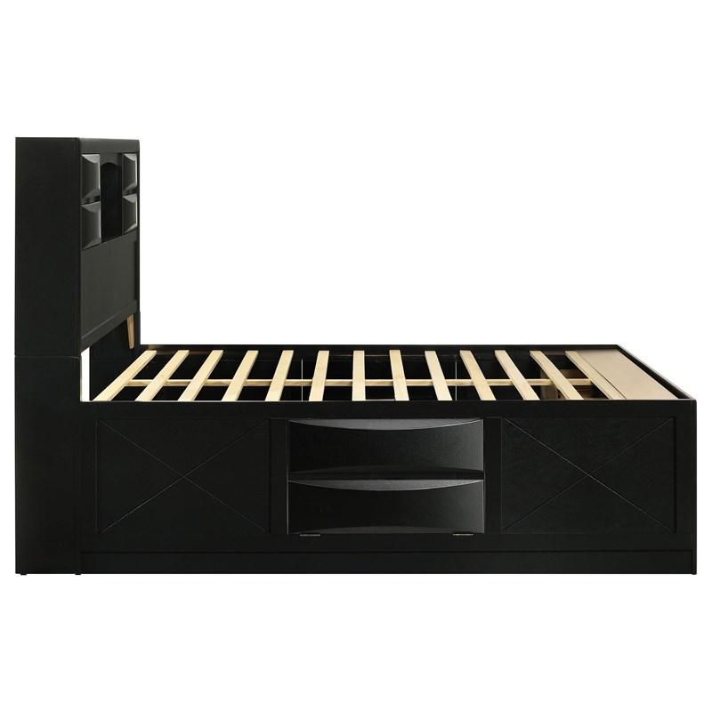 Large Picture of Coaster Furniture Briana 202701Q Wood Queen Storage Bookcase Bed - Black