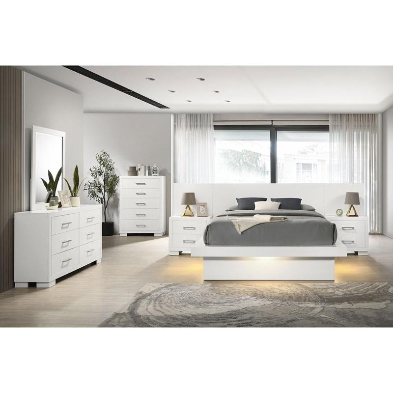 Large Picture of Coaster Furniture Jessica 202990Q Wood Queen LED Panel Bed - Snow White