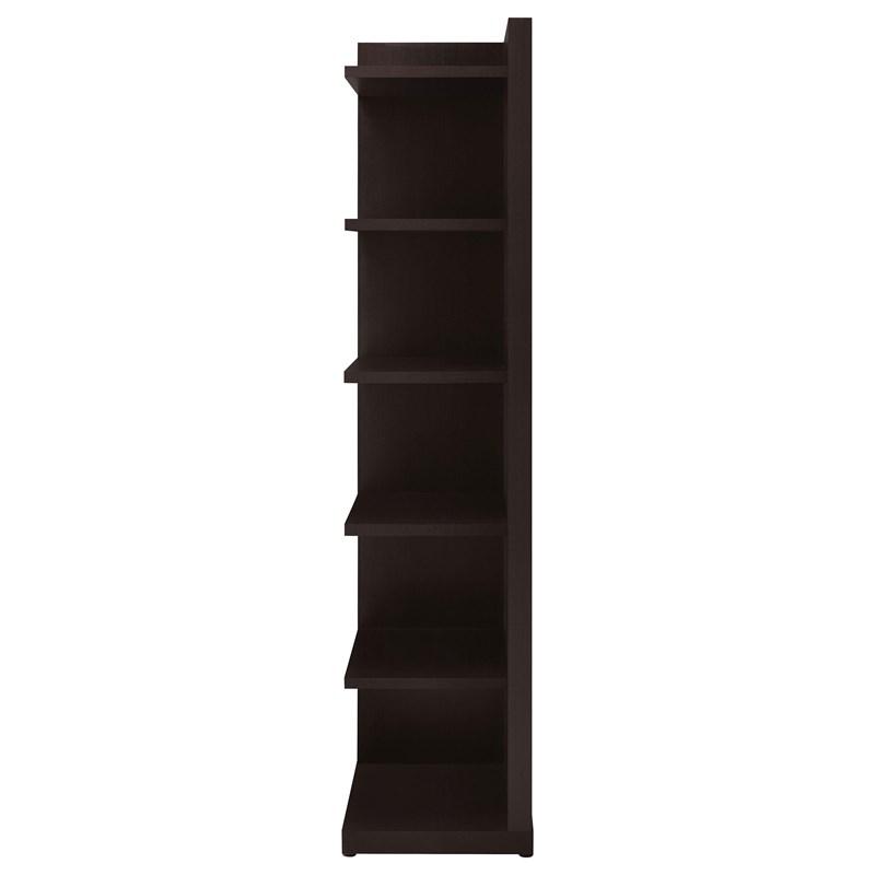 Large Picture of Coaster Furniture Alder 800270 71-inch 6-shelf Corner Bookcase - Cappuccino